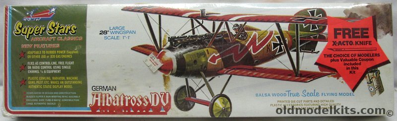 Comet 1/12 Albatros D-V - 28 Inch Wingspan Rubber Free Flight / RC / Control Line Flying Wood Model Kit - (DV), 2602 plastic model kit